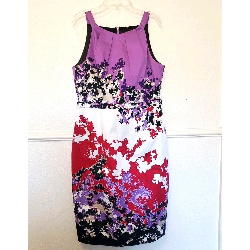 Elie Tahari Dress Malia Womens Size 8 Halter Top Lined Multicolor Elegant Dress